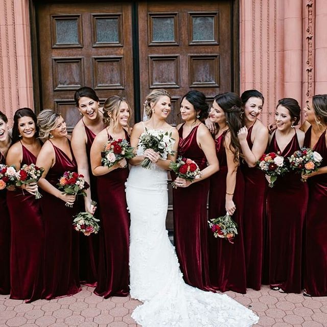 bridesmaid dresses for october Burnt Orange Mismatched Charming Autumn Wedding Party Dresses, CB0321 US12 / Custom Color(leaving A note) / A SU25 Maternity Material:Silk Velvet A deep plunge neckline Elegant Black, White &