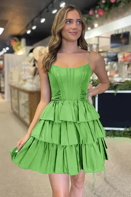 2020 homecoming dress trends Spaghetti Straps Ruffled Long Sleeves Layers Homecoming Dress fg6594 –  formalgowns