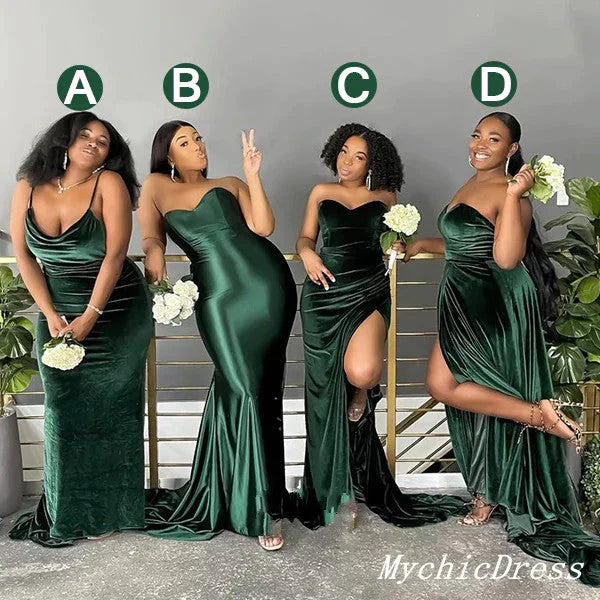 slim fit dress slacks Mismatched Emerald Green A-line Floor-length Bridesmaid Dresses, BD319 –  SposaBridal main image 0