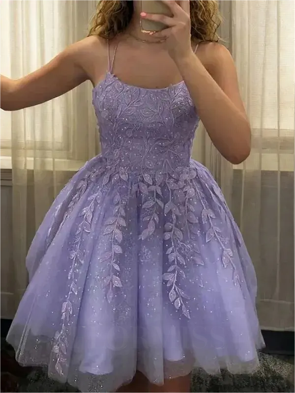 A Line 2026 Violet Purple Homecoming Dresses Lilac Mini Lace Short Prom Dresses Custom Color / US2 A Line 2026 Violet Purple Homecoming Dresses Lilac Mini Lace Short Prom Dresses Custom Color / US2