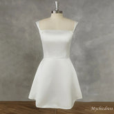 A-Line Beach Mini Wedding Dress Short Sleeveless - MyChicDress