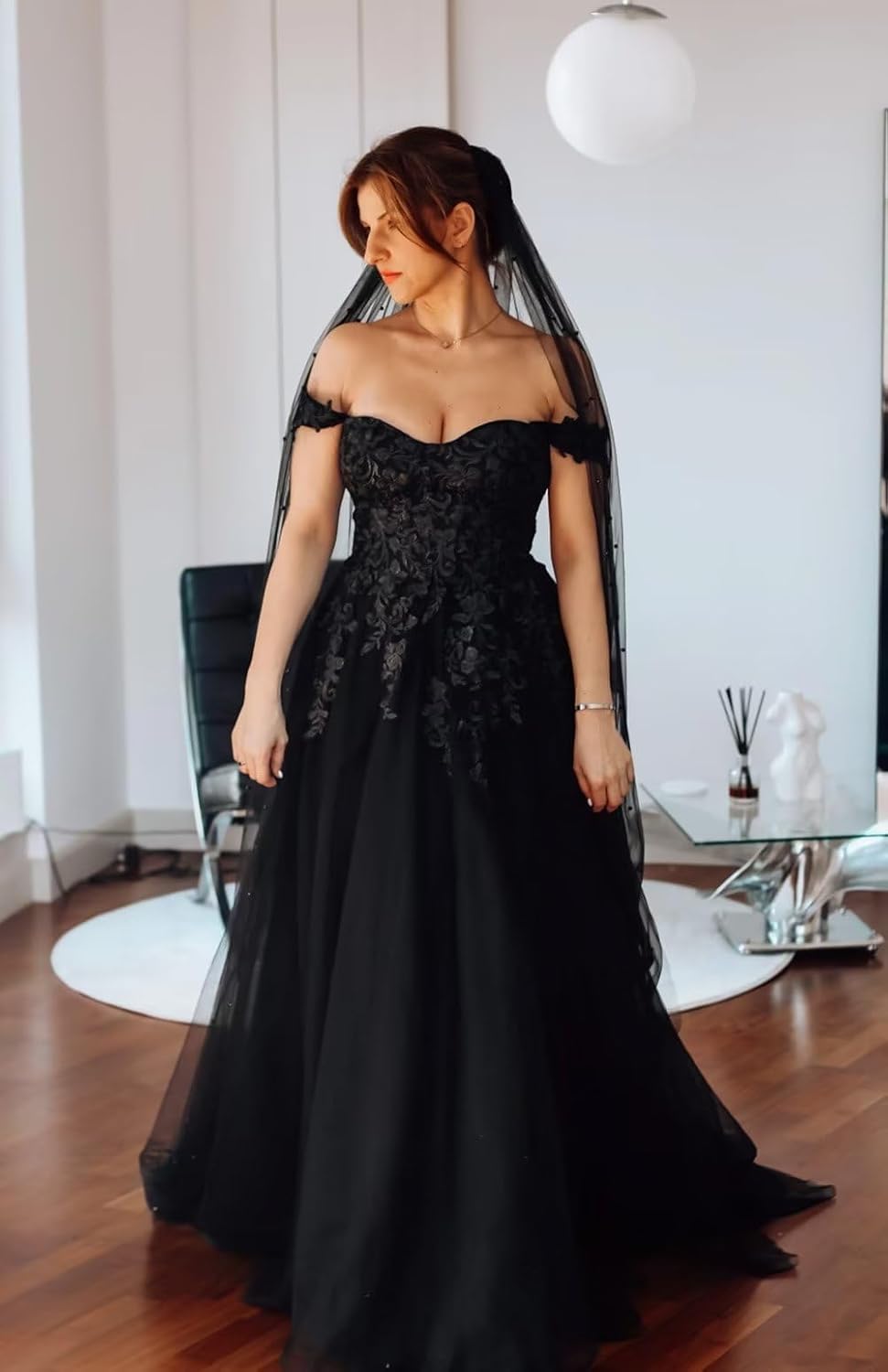 black lace gothic wedding dress Fabiana