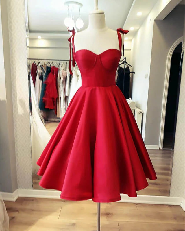 MyChicDress A Line Red Knee Length Homecoming Dress Satin Corset US14W Custom Color