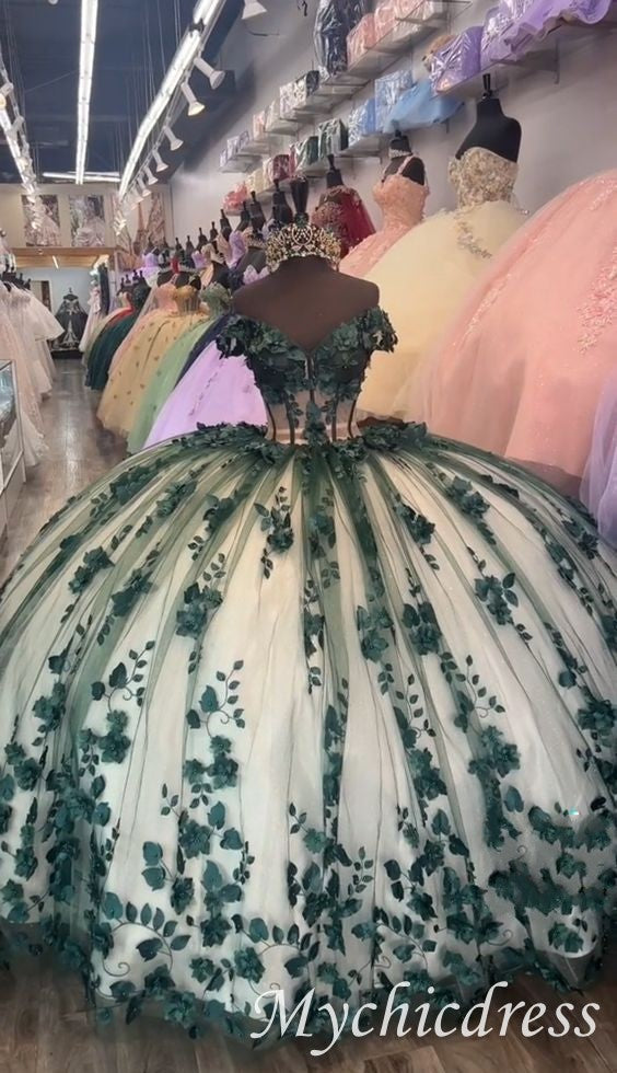 Emerald Green Floral Quinceanera Dress - Perfect for Winter Celebrations 2025 Custom Color / US16 Emerald Green Floral Quinceanera Dress - Perfect for Winter Celebrations 2025 Custom Color / US16