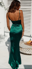 Beach Emerald Green Bridesmaid Dresses Silk Satin Wedding Guest Dress