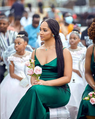Beach Emerald Green Bridesmaid Dresses Silk Satin Wedding Guest Dress