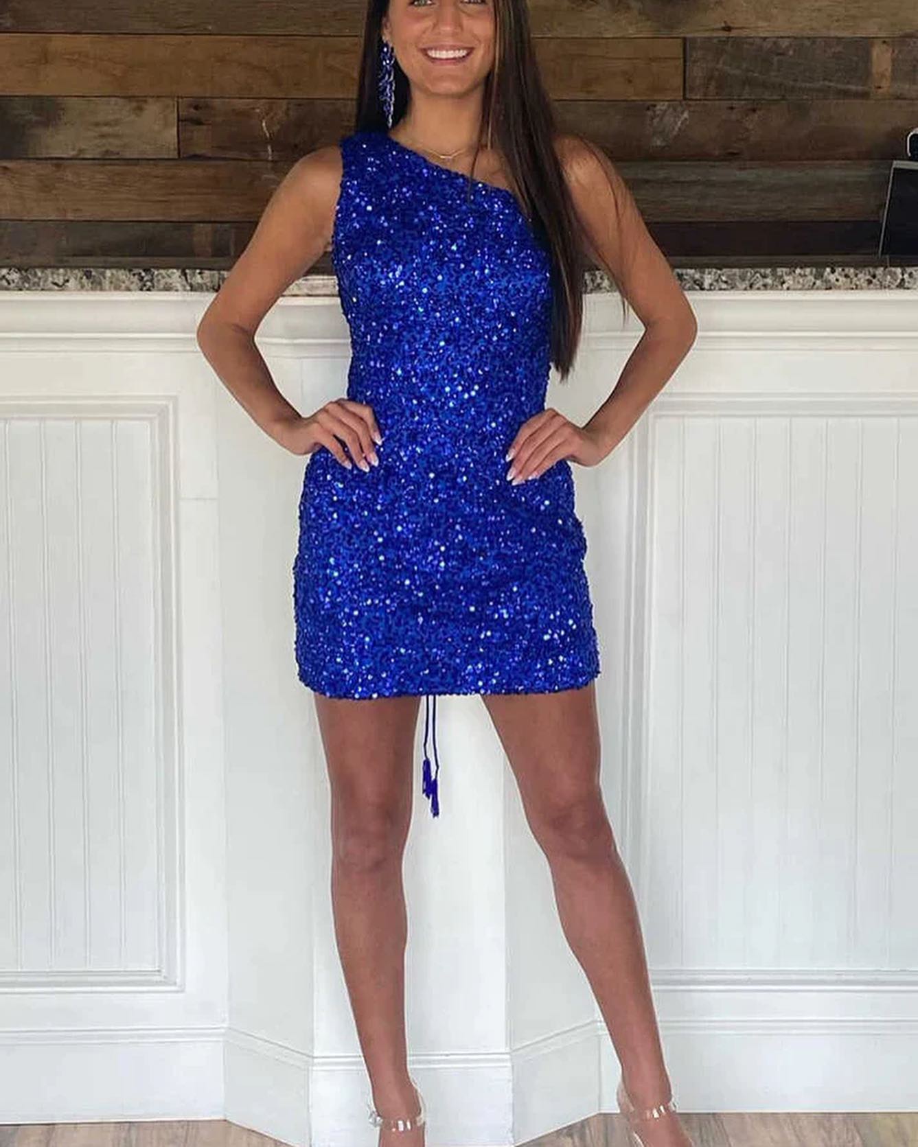 Cheap Royal Blue 2025 Homecoming Dresses Sequin One Shoulder Short Hoc MyChicDress Cheap Royal Blue 2025 Homecoming Dresses Sequin One Shoulder Short Hoc MyChicDress