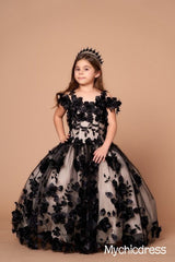 Cheap Black 3D Flowers Mini Quinceanera Dresses Off Shoulder Pageant Dresses