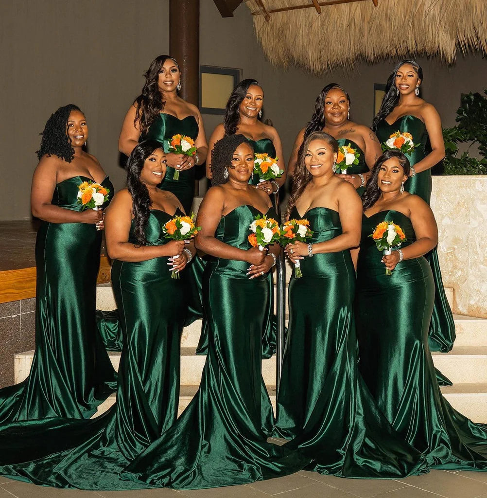 Cheap Dark Green Bridesmaid Dresses Satin Emerald Wedding Guest Dress Cheap Dark Green Bridesmaid Dresses Satin Emerald Wedding Guest Dress
