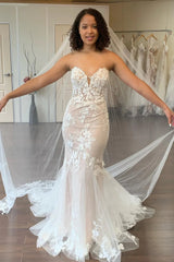 Cheap Lace Wedding Dresses Tulle Mermaid Bridal Gown Sweetheart