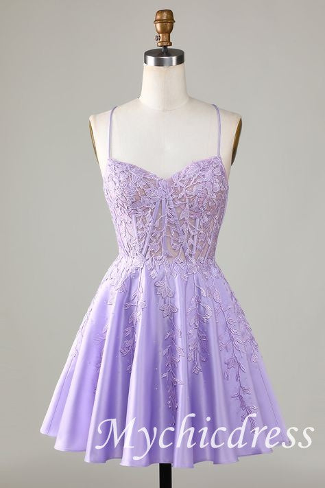 Custom Made A-Line Homecoming Dress Lilac Short Hoco Dress – MyChicDress