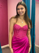 Custom Made Mermaid 2025 Prom Dress Fuchsia Lace Satin Ruched