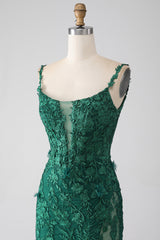 Dark Green Prom Dresses Lace Mermaid Formal Dress Long