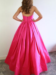 2024 Pink Formal Evening Dresses Satin Strapless Prom Dresses Long