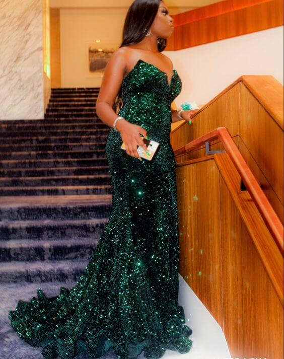 Long Sequin Prom Dress Dark Green Mermaid Formal Dresses Black Women Dark Green / US12 Long Sequin Prom Dress Dark Green Mermaid Formal Dresses Black Women Dark Green / US12