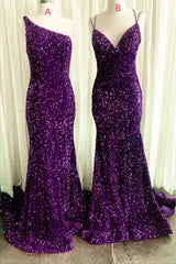 Mermaid Purple Formal Dresses Sparkly Long Party Dress