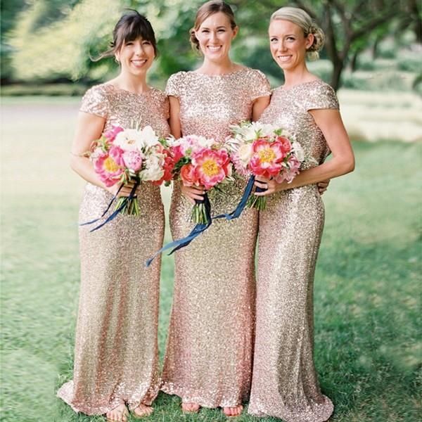 Metallic Rose Gold Bridesmaid Dress Sequin Wedding Guest Dresses with Sleeves US12 / Same as Picture Metallic Rose Gold Bridesmaid Dress Sequin Wedding Guest Dresses with Sleeves US12 / Same as Picture