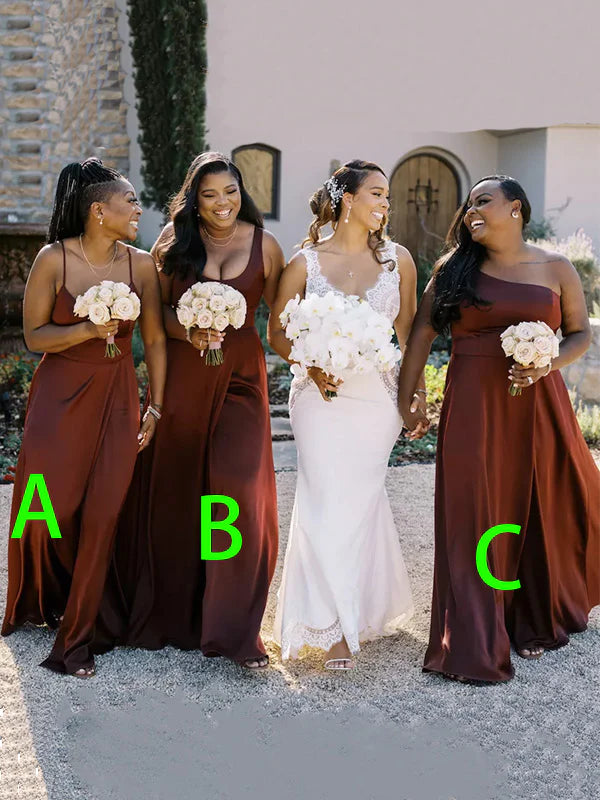 Mismatched Burgundy Formal Bridesmaid Dresses Stretch Satin Fall Weddi MyChicDress Mismatched Burgundy Formal Bridesmaid Dresses Stretch Satin Fall Weddi MyChicDress