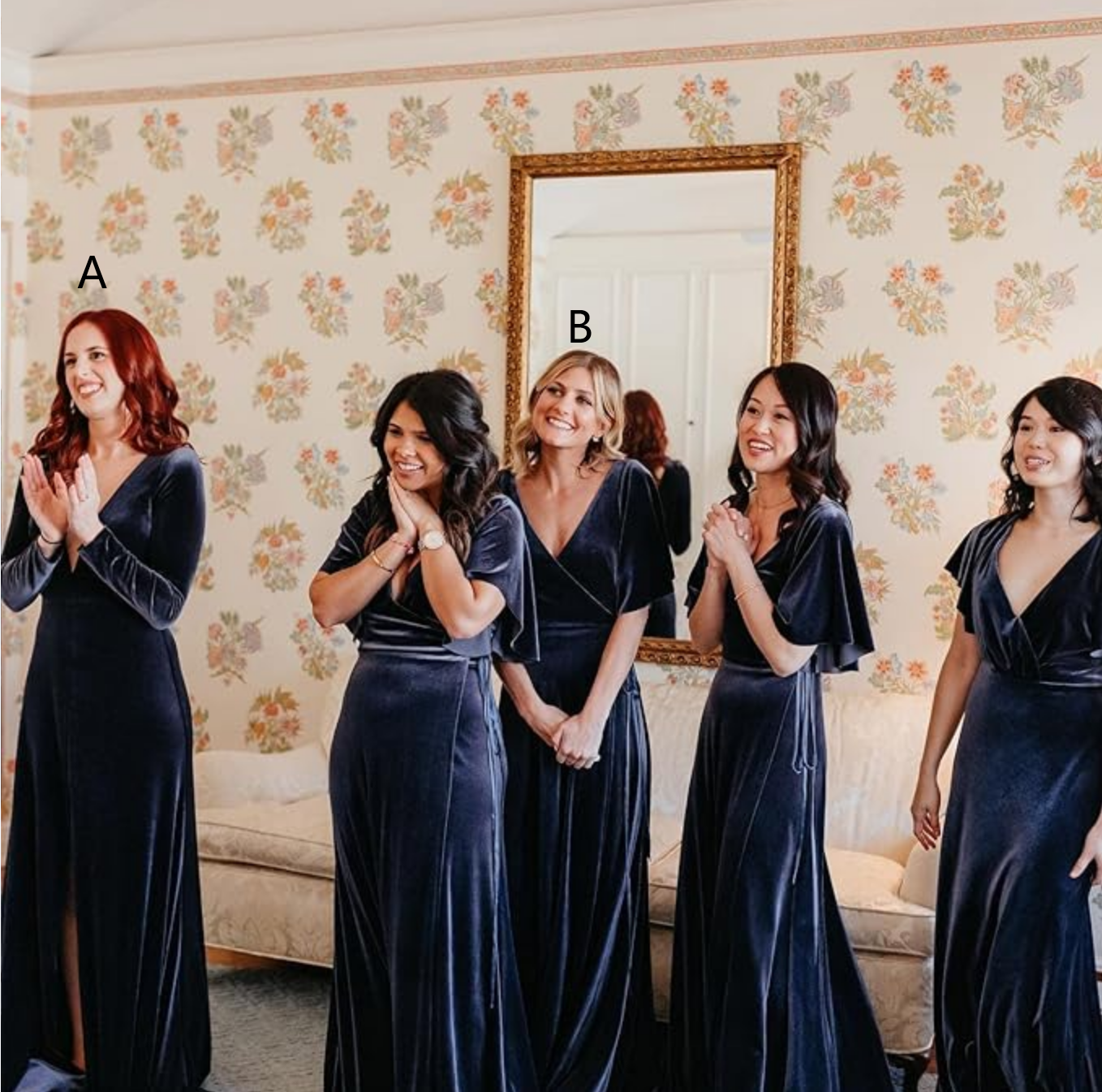 winter navy blue bridesmaid dresses Elegant Chiffon Lace Bridesmaid Dress