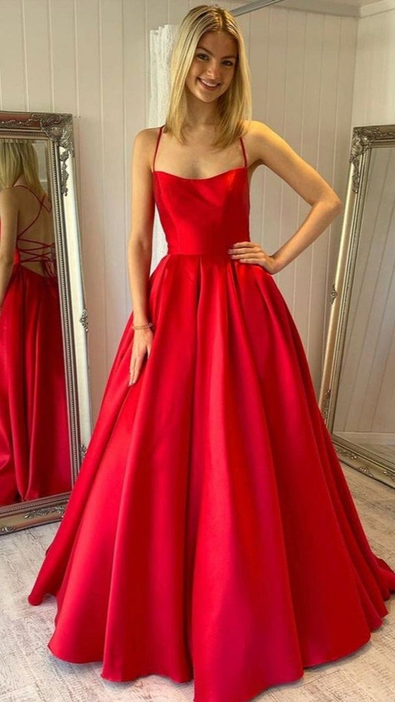 A Line V Neck Red Satin Long Prom Dresses, Red Satin Long Formal Graduation Dresses, US 2 / Red As Pics / with Rush+$19.99 A Line V Neck Red Satin Long Prom Dresses, Red Satin Long Formal Graduation Dresses, US 2 / Red As Pics / with Rush+$19.99
