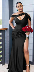 Multiway Black Bridesmaid Dresses Elastic Satin Wedding Guest Dress 2024
