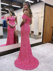 One Shoulder Trumpet Sequin Prom Dresses Sparkle Formal Dress