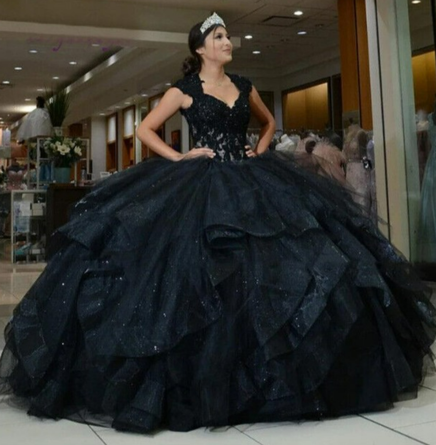 Princess 2025 Black Vintage Quinceanera Dresses Ruffles Off Shoulder Sweet 15 16 Gowns MyChicDress