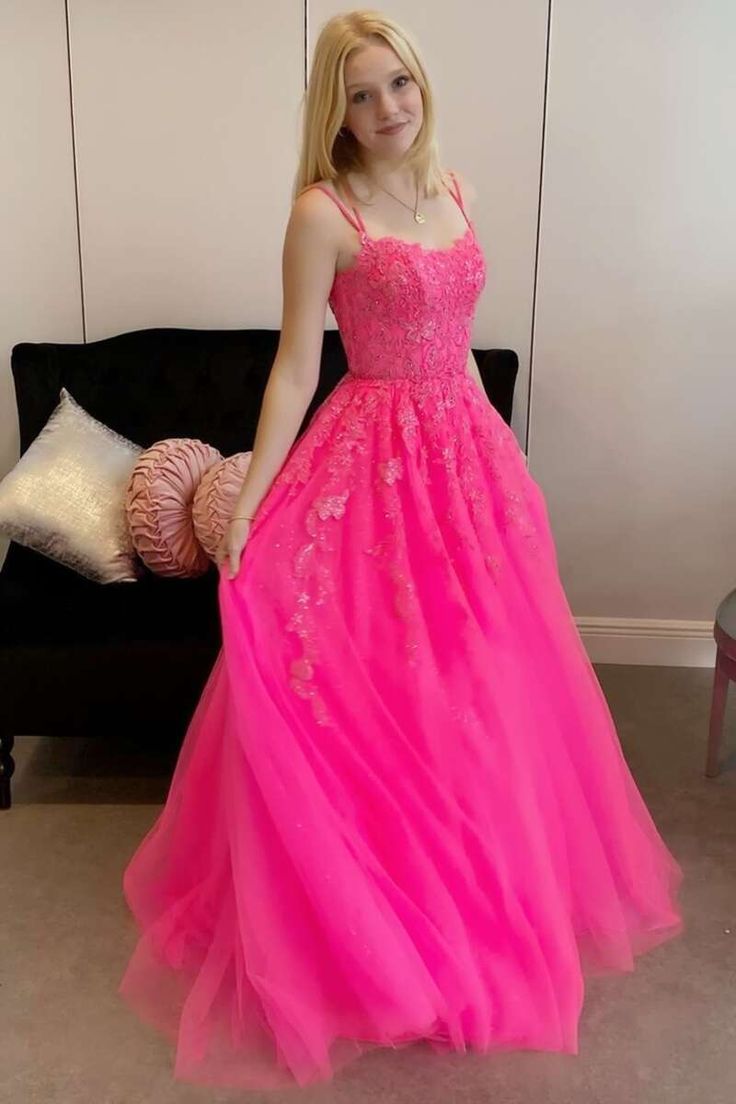 Princess Hot Pink Prom Dresses Appliqus Backless Long Formal Dress MyChicDress Princess Hot Pink Prom Dresses Appliqus Backless Long Formal Dress MyChicDress