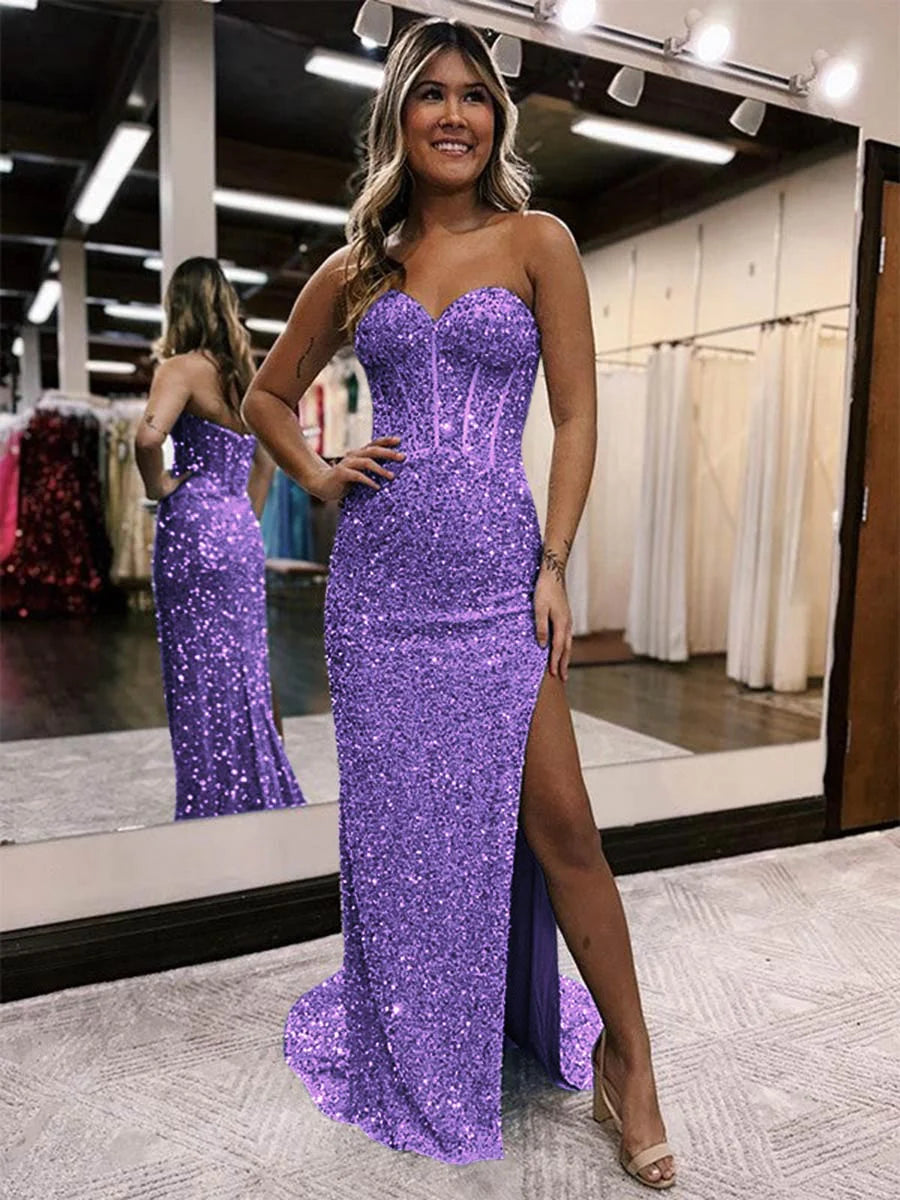 Purple sequin bridesmaid dresses clearance
