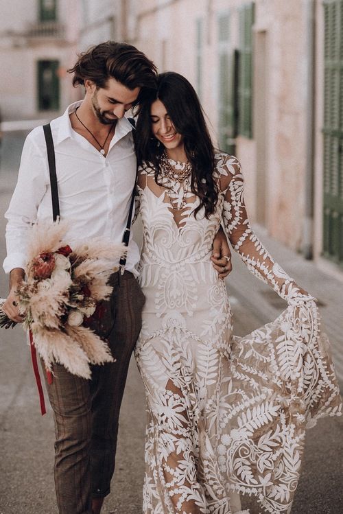 Boho Casual Dresses For Outdoor Wedding White Lace Maxi Dress