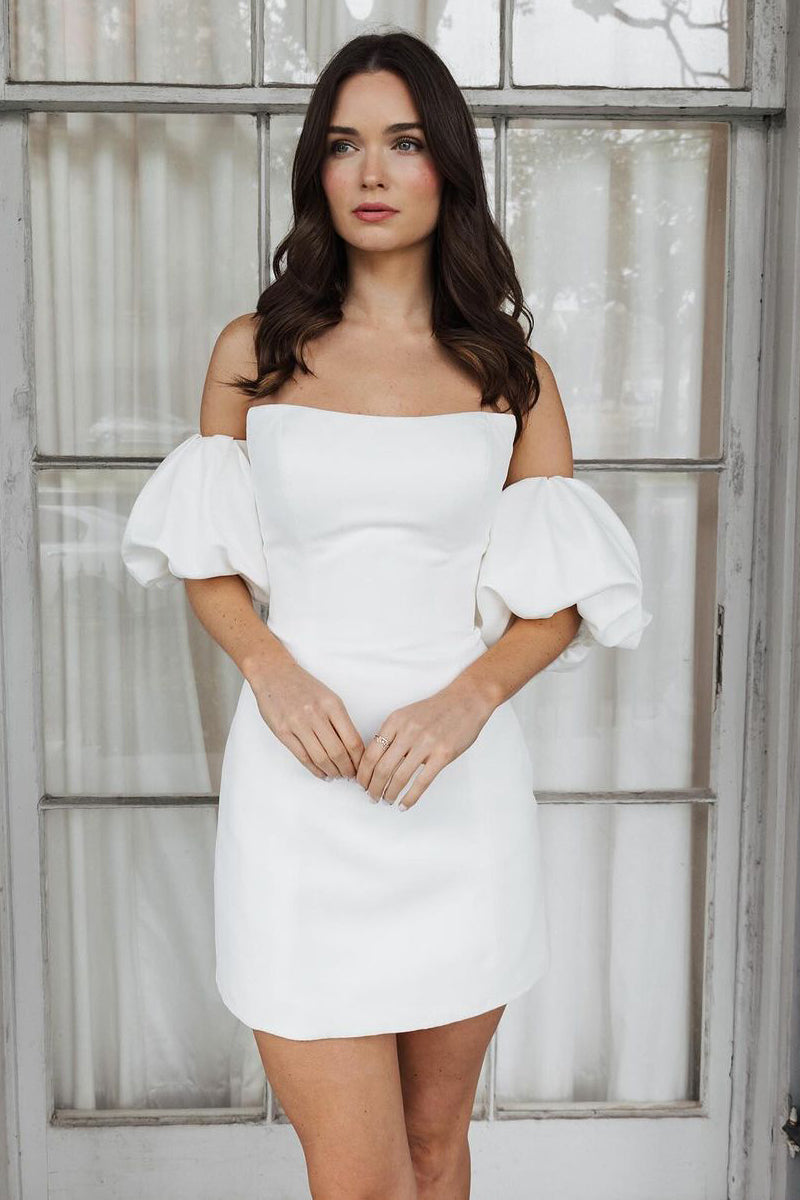short bubble wedding dress Short Satin Wedding Dress with Dramatic Bubble Skirt Bubble Hem Dress with Strapless