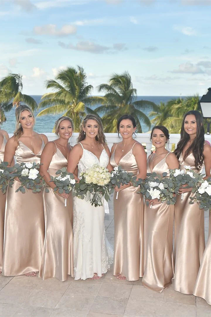 Simple Champagne Birdesmaid Dress Spaghetti Straps V-Neck Party Dress US16W / Same as Picture Simple Champagne Birdesmaid Dress Spaghetti Straps V-Neck Party Dress US16W / Same as Picture