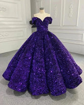 Sparkly Purple Quinceanera Dresses Sequins Beaded Corset Sweet 16 Dress MyChicDress