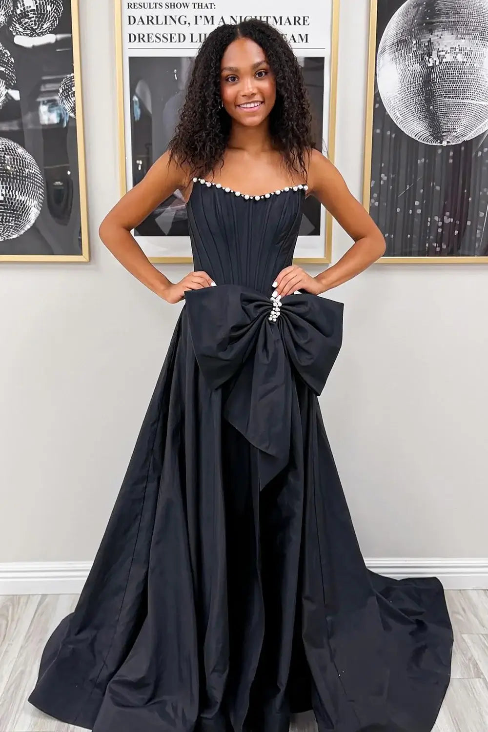 Black Corset Crystal Prom Dresses 2026 Satin Strapless with Bowknot MyChicDress Black Corset Crystal Prom Dresses 2026 Satin Strapless with Bowknot MyChicDress