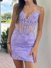 Cheap Short Lace Purple Homecoming Dress V Neck Mermaid