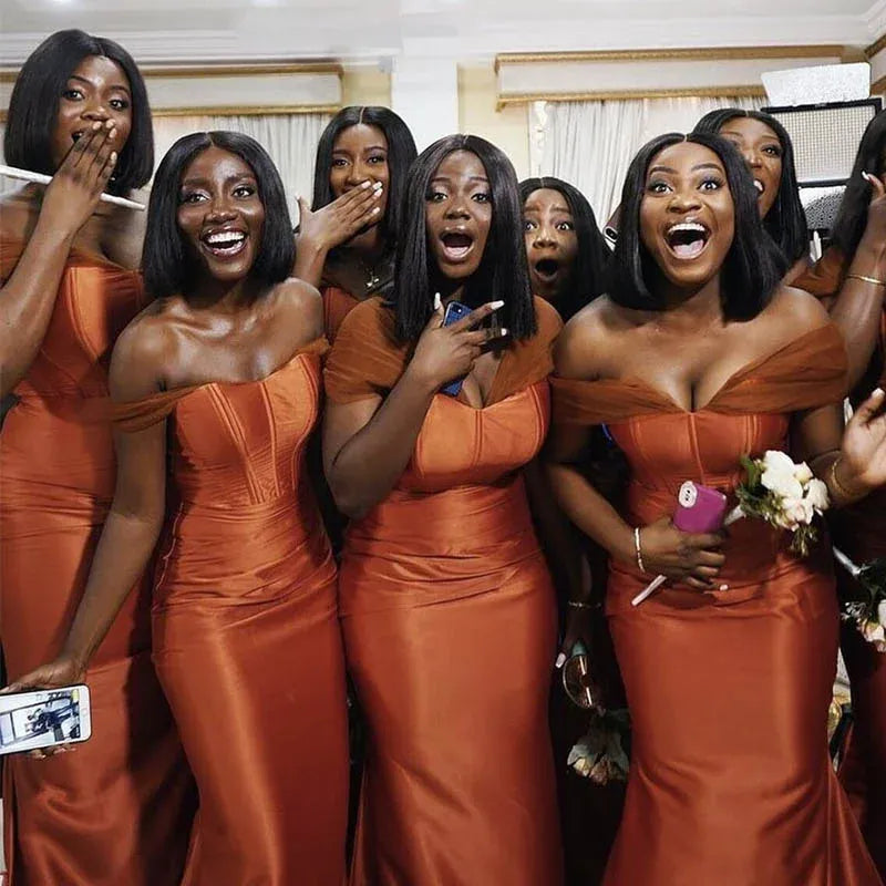 Corset Burnt Orange Bridesmaid Dresses Satin Mermaid with Tulle Straps US14W / Burnt Orange Corset Burnt Orange Bridesmaid Dresses Satin Mermaid with Tulle Straps US14W / Burnt Orange