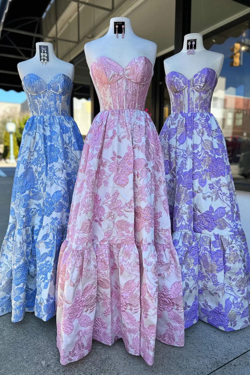 Custom Made Floral Prom Dresses A-Line Sweetheart – MyChicDress