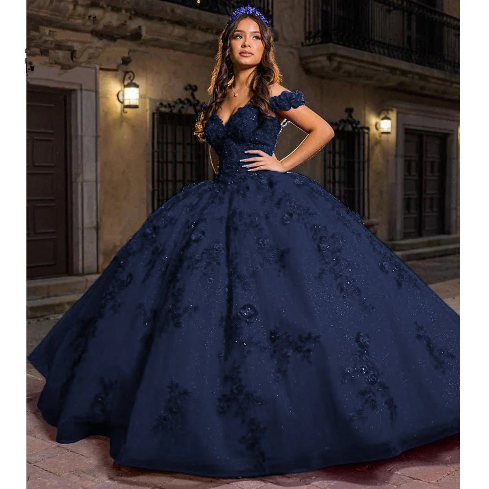 Customized Navy Blue Quinceanera Dresses Beading Flowers Vestidos de 15 Anos Navy Blue / US2 Customized Navy Blue Quinceanera Dresses Beading Flowers Vestidos de 15 Anos Navy Blue / US2