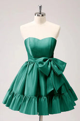 Cute Dark Green A Line Homecoming Dress with Bow Mychicdress