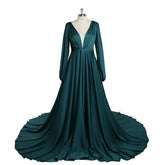 Dark Green Full Sleeves Maternity Dresses Photoshoot for Baby Shower