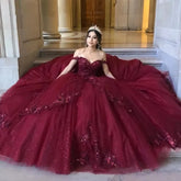 Princess Lace Dark Burgundy Quince Dresses Beading Sweetheart - MyChicDress