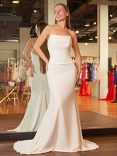 Elegant Minimalist Strapless Wedding Dresses Mermaid with Train Mychicdress