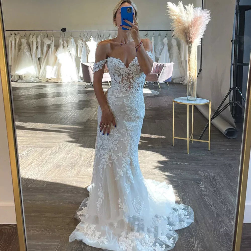 Gorgeous Lace Beach Wedding Dresses Mermaid Backless Sweetheart White / US4 Gorgeous Lace Beach Wedding Dresses Mermaid Backless Sweetheart White / US4