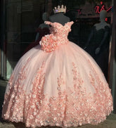 Gorgeous Pink Quinceanera Dress Pink with Flowers Sweet 16 Dress Mychicdress