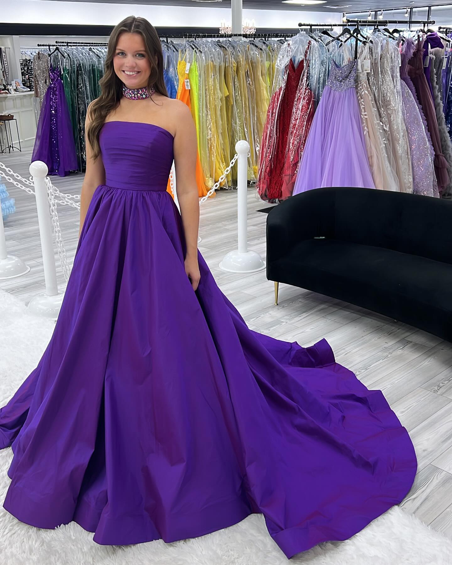 Gorgeous Strapless Satin Purple Prom Dress for Sale A Line Sleeveless Purple / US12 Gorgeous Strapless Satin Purple Prom Dress for Sale A Line Sleeveless Purple / US12