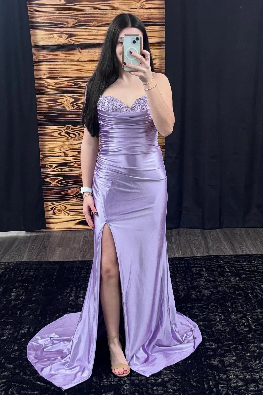 Lace Lavender Prom Dress Ruched Sweetheart Fitted Formal Dress MyChicDress Lace Lavender Prom Dress Ruched Sweetheart Fitted Formal Dress MyChicDress