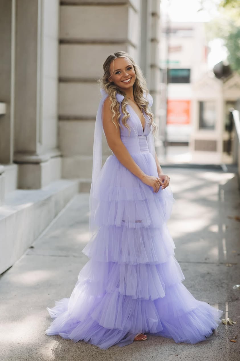 Light Purple Tiered Prom Dresses Tulle A Line Grad Dresses – MyChicDress Light Purple Tiered Prom Dresses Tulle A Line Grad Dresses – MyChicDress