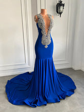 Luxury Black Girl Prom Dress Royal Blue Sparkly Gowns Mermaid Mychicdress