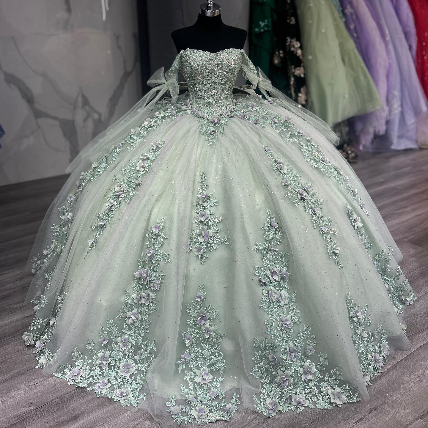 Off Shoulder Quinceaera Dress Sage Green for Sweet 16 Birthday Party Dress US10 / Green Off Shoulder Quinceaera Dress Sage Green for Sweet 16 Birthday Party Dress US10 / Green