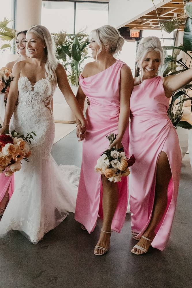 One-Shoulder Hot Pink Bridesmaid Dress Mermaid Satin Maxi Dress Hot Pink / US18W One-Shoulder Hot Pink Bridesmaid Dress Mermaid Satin Maxi Dress Hot Pink / US18W